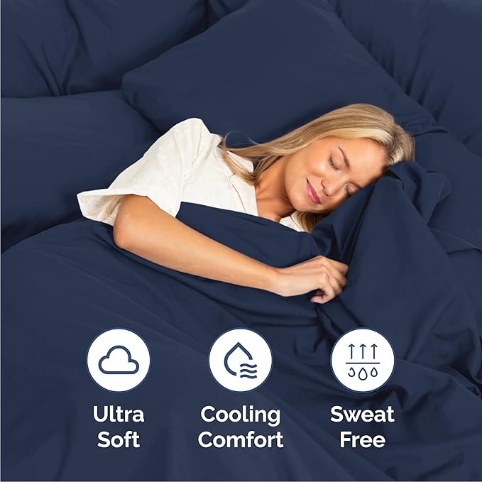 Cal King 6 Piece Sheet Set - Cooling, Comfy & Breathable - Hotel Luxury Bedding, Includes Fitted Sheet for Women, Men, Kids & Teens - 1 Flat, 1 Fitted Sheet, 4 Pillowcases w/Deep Pockets - Navy Blue