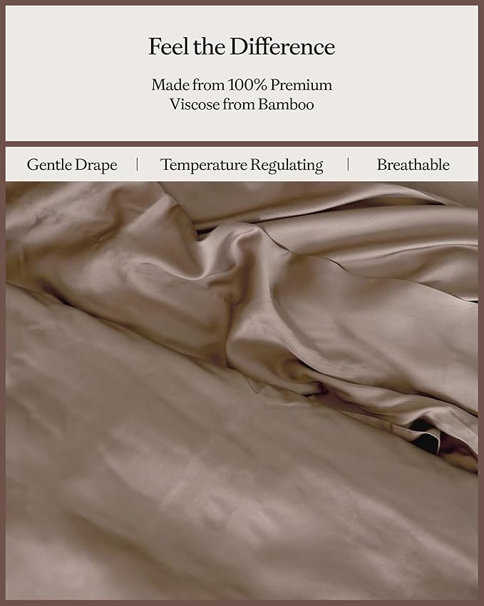 Cozy Earth Luxury Duvet Cover King - 100% Viscose from Bamboo - Ultra-Soft, Cooling & Lightweight Duvet Cover - Temperature-Regulating Bedding with Concealed Zip & Interior Snap Closures - Walnut