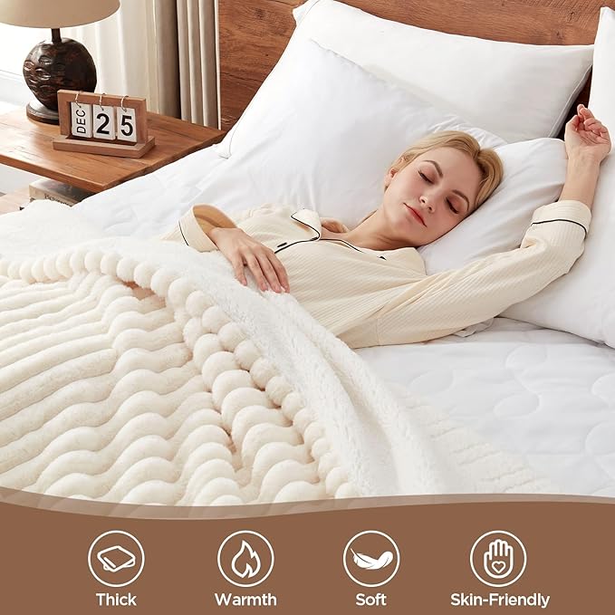 Westinghouse Electric Blanket Queen Size, Super Cozy Luxury Faux Fur & Sherpa Heated Blanket with 10 Heating Levels & 1-12 Hours Auto Off, Fast Heating Blanket, Machine Washable, 84x 90 Inch, Beige