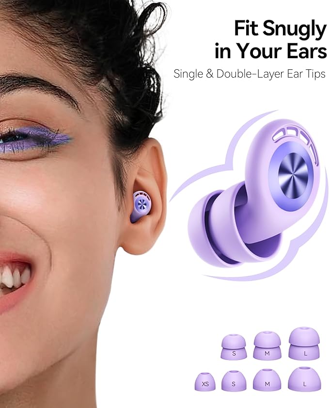 Ear Plugs for Sleeping 50dB Earplugs Noise Cancelling Ear Plugs for Noise Reduction Concerts Soft Reusable Silicone Earplugs for Snoring Side Sleepers Shooting Airplanes with 7 Eartips Case Blue