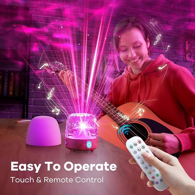 Luminorthe Cube Lamp, Northern Lights Projector, Rechargeable Ocean Wave Projector Night Light with Remote Control & Bluetooth Speaker for Bedroom Living Room Bedroom Decor, Christmas Gifts for Teens