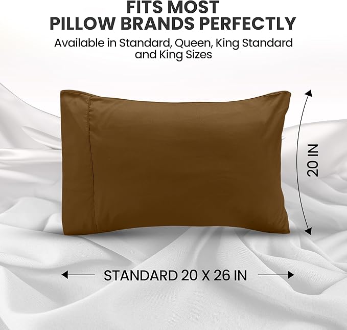 Pillow Covers by Utopia Bedding - Standard Size 2-Pack – Soft Brushed Microfiber – Perfect for Hospitals, Hotels, Guest Rooms – Oeko-TEX Certified, 20x26 Inches (Mocha)