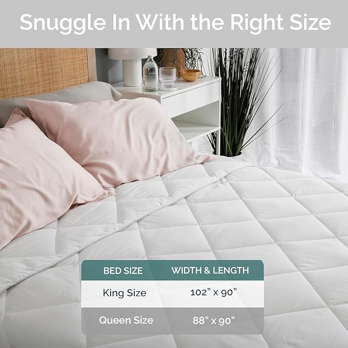 100% Viscose Derived from Bamboo Comforter, Cooling Comforter, Duvet Insert, Breathable, Extra Fluffy, Lightweight Comforters, Oversized King