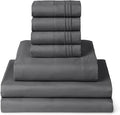 Mellanni Split King Sheet Set - 7-Piece Iconic Collection Bedding, (Including 4 Pillowcases), 16-Inch Deep Pocket, Easy Care, Extra Soft, Cooling Sheets, Brushed Microfiber - Gray