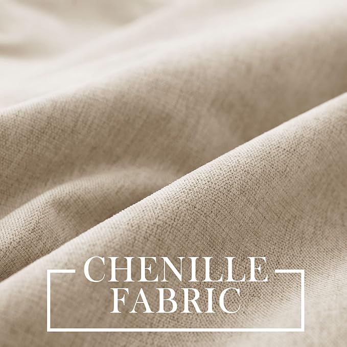Macochico 100% Blackout Curtains Thermal Insulated Noise Reducing Chenille Curtains for Hotel Auditorium Bedroom Living Room Grommet Taupe Curtains with Tieback Classic 52" Wx84 L 1 Panel