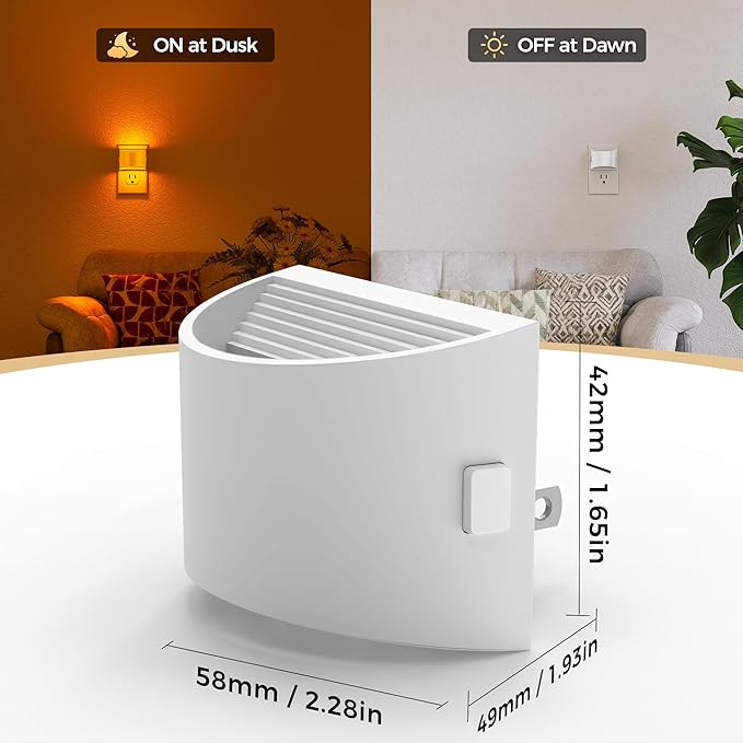 DORESshop LED Night Light[2 Pack], Night Lights Plug into Wall, 3 Level Brightness Adjustable Plug in Night Light, Dusk to Dawn Sensor Nightlights for Adults,Bedroom,Bathroom,Hallway,Amber White Cover