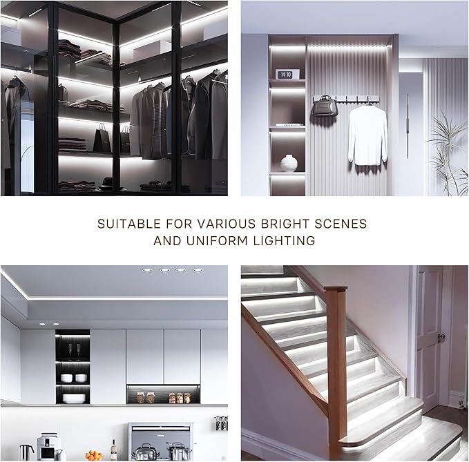 COB LED Strip Lights Cool White,24V Dimmable led Light Strip KIT with Remote and app Control,6000K 9.84FT/3m 8mmwide Ra>90 Cuttable Flexible Strip Lights for Bedroom,Wardrobe,Cabinet