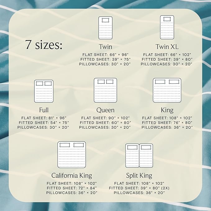 LuxClub 4 PC California King Sheet Set, Deep Pockets Wrinkle Free Cooling Bed Sheets Hotel Bedding for Women, Men, 1 Fitted Sheet, 1 Flat Sheet and 2 Pillowcases-Striped - Light Blue