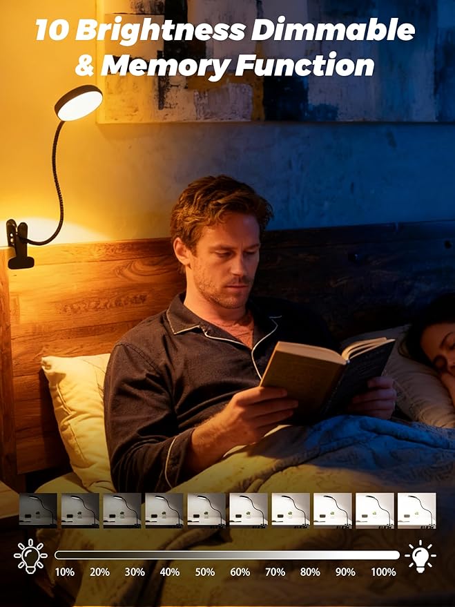Desk Lamp,10 Colors RGB&Warm White Desk Light,10 Brightness Dimmable Clip On Lamp,500LM Bright Reading Light,USB Adapter Table Lamp for Office,Computer,Work,Study,Craft,Bedside Table,Bedroom