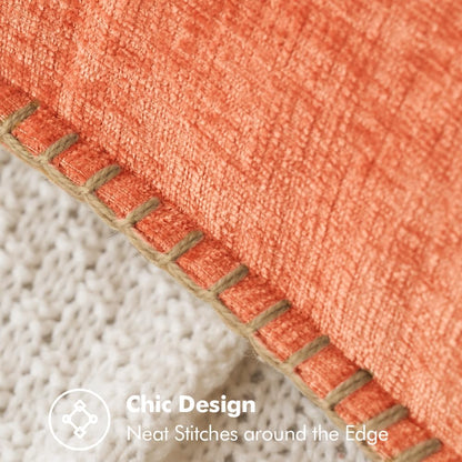 MIULEE Pack of 2 Couch Throw Pillow Covers 18x18 Inch Coral Red Farmhouse Decorative Pillow Covers with Stitched Edge Soft Chenille Solid Dyed Pillow Covers for Sofa Bed Living Room