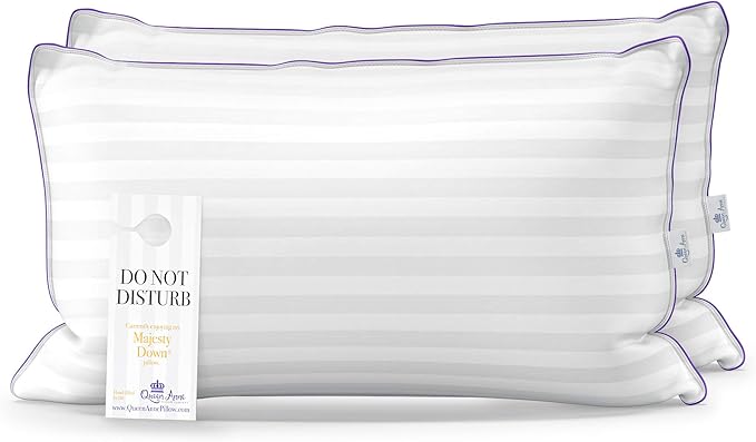 Queen Anne Hotel Collection Pillows – Luxury Down Alternative Bed Pillows (2-Pack, Queen Soft) – Ultimate Comfort, Hypoallergenic, Made in The USA