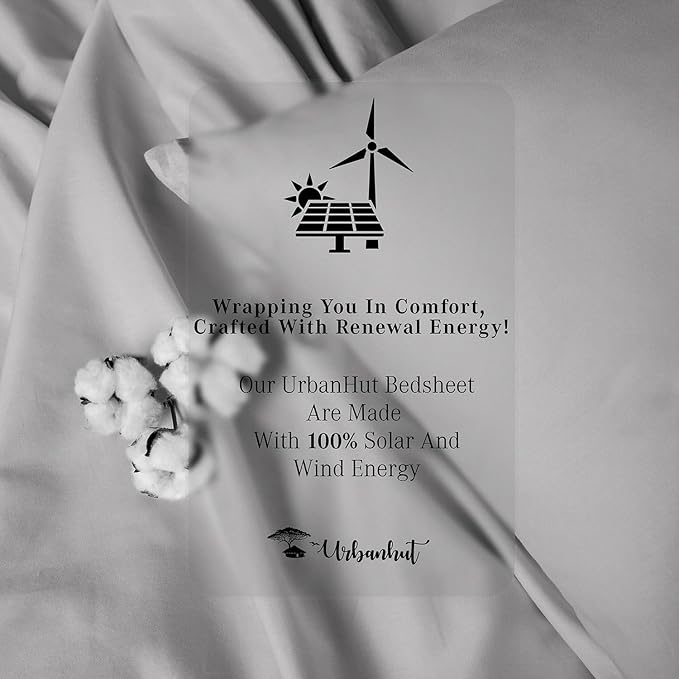 URBANHUT 800 Thread Count 100% Cotton Twin Size Sheets, Luxury 4 Piece Twin Bedsheets, Hotel Sheets Sateen Finish - Better Than Egyptian, 14" Elasticized Deep Pocket - Silver Grey