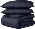 Bare Home Bedding Duvet Cover King Size - Premium 1800 Super Soft Collection - Lightweight, Cooling - Soft Breathable Bedding Duvet Cover (King, Modern Plaid - Midnight Blue/White)