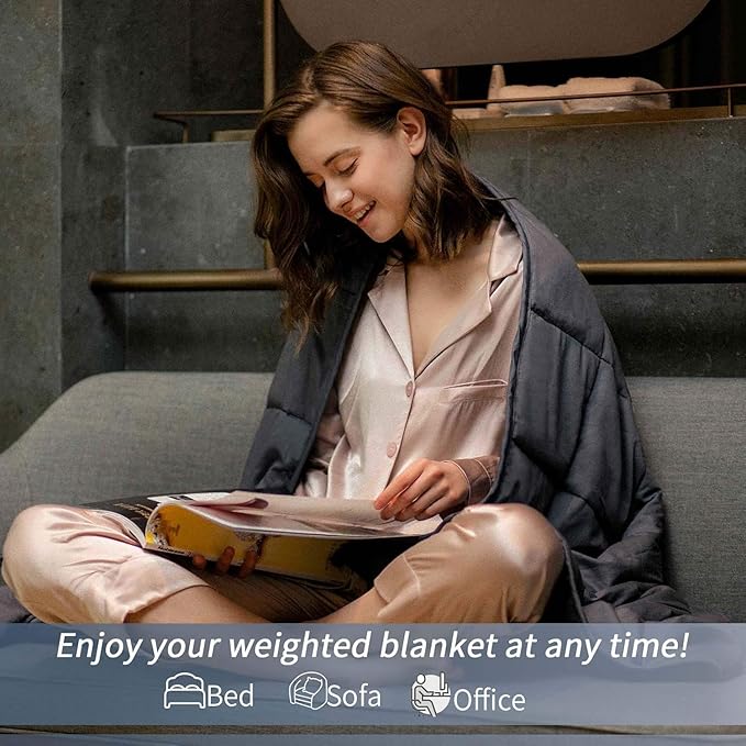 Smart Queen Weighted Blanket for Adults,(60"x80",15lbs Grey)Queen Size Soft Cooling Heavy Blanket for Sleeping, Breathable Blanket with Glass Beads Perfect for 140-160 lbs,All Season,Machine Washable