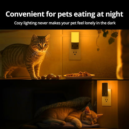 Lyridz Plug-in LED Amber Night Light with Motion Sensor, Rotatable, Dimmable Backlit Nightlight, 1-150lm Adjustable Brightness for Bathroom, Bedroom, Hallway, Stairs, 2 Pack