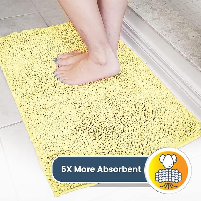 Muddy Mat® | Super Absorbent Door Mat Indoor, Microfiber Quick Dry Chenille Entryway Rug, Non-Slip Front Door Mat, Indoor Mats for Entryway, Machine Washable Pet Rug, Yellow 19"x30"