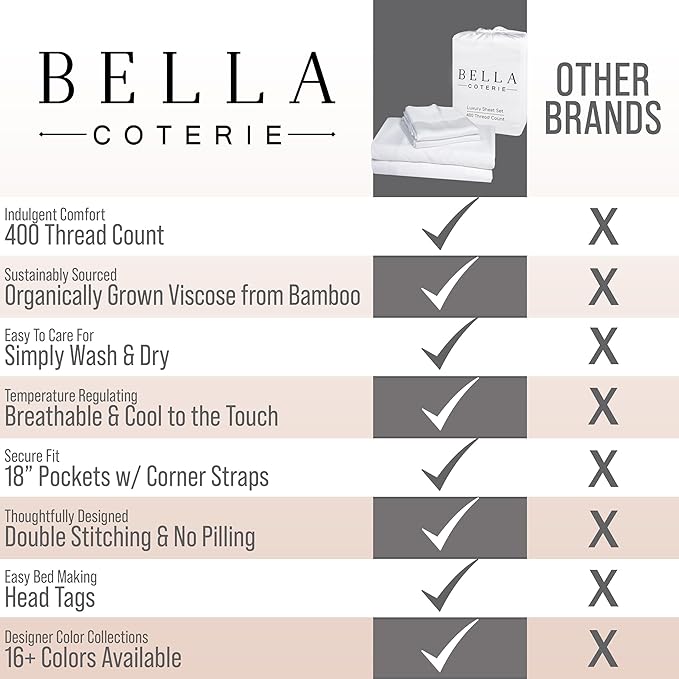 Bella Coterie Luxury Bamboo Viscose King Size Sheet Set | 100% Organically Grown | Ultra Soft | Cooling for Hot Sleepers | 18" Deep Pocket [Dusty Rose]