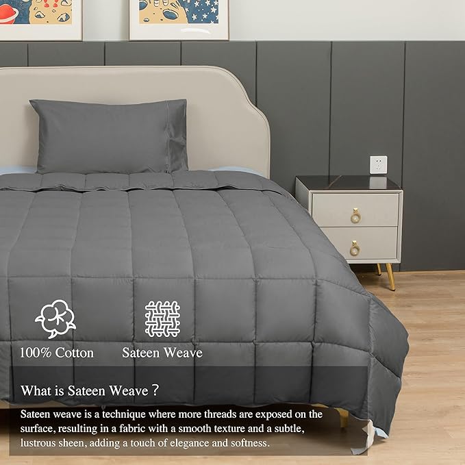sunflower Comforter Duvet Insert Full Size Steel Gray Down Alternative Filling 100% Cotton Shell All Season Hypoallergenic Warm Breathable Noiseless Machine Washable with Corner Taps