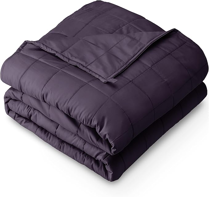 Bare Home Weighted Blanket Full or Queen Size 12lb (48" x 72") for Adults - All-Natural 100% Cotton - Premium Heavy Blanket Nontoxic Glass Beads (Eggplant, 48"x72")