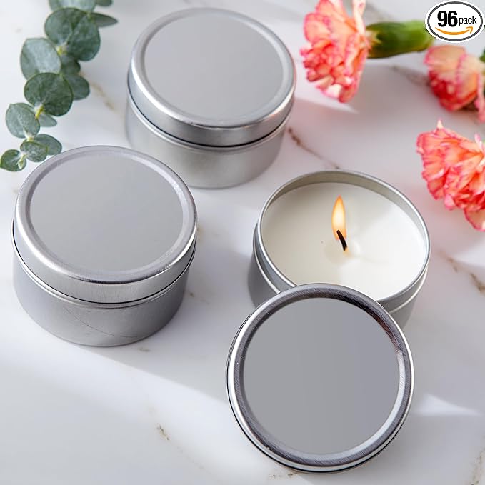Kate Aspen Travel Size Vanilla Scented Candle Tins with Lids - Set of 96 Mini Candles Bulk - Wedding Favors for Guests, Bridal Shower Gifts, Party Favors Adults, Bridesmaids Gifts