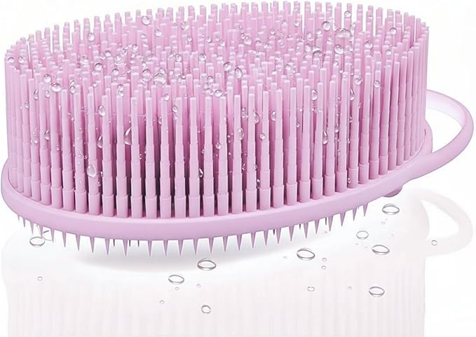 Exfoliating Body Scrubber Silicone - Textured Back Scrubber Shower Brush - Avilana Bath Loofah Alternative Dual Sided - Gentle Smoothing Body Wash Tool Rough Skin - Gift Women Men