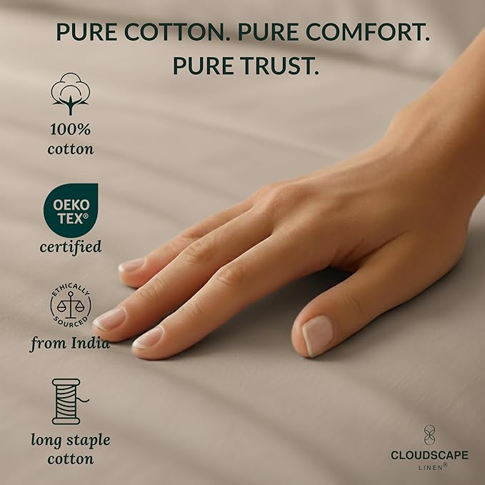 Cloud Scape Linen 100% Egyptian Cotton California King Sheet Set, 400 Thread Count,4 Pieces Luxury Bedding Set, Hotel Quality, Silky Soft, Breathable and Durable, Deep Pockets up to 17, Taupe