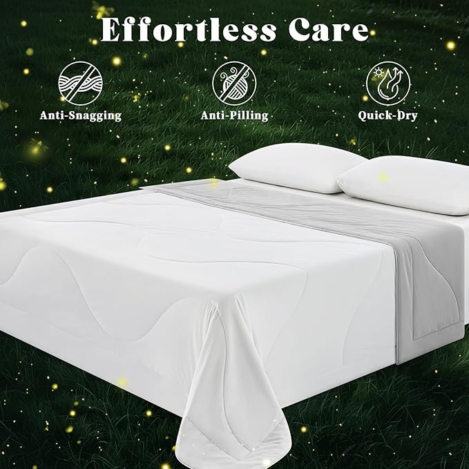Cooling Comforter Queen Size, Double-Sided Cooling Blanket for Hot Sleepers & Night Sweats, Arc-Chill Q-Max > 0.4 Breathable Ice Blanket, Lightweight Cold Comforter (80''x90'', White)