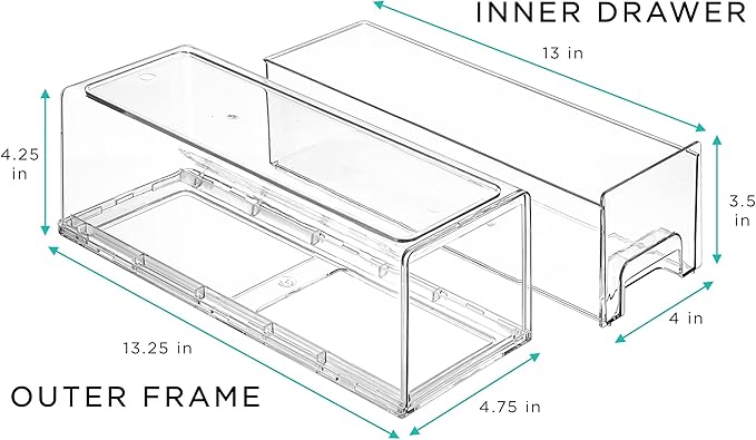 Sorbus Small Wide Clear Stackable Storage Drawers – 4-Pack Plastic Organizer Bins with Handles – Stackable Pull-Out Storage Drawers for Closet, Pantry, Office, Bathroom, Craft, and Toy Organization