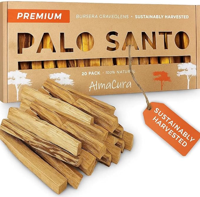 Palo Santo Premium Sticks (20), Smudging Incense High Resine, Pure Palo Santo Wood Certified from Peru. Ethically Sustainably Harvested. Protection, Meditation, Spiritual Cleansing
