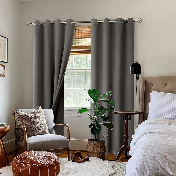 BGment Grey Blackout Curtains 95 Inches Long 2 Panels Set for Living Room, Thermal Insulated 100% Light Blocking Curtains & Drapes, Grommet Soundproof Curtains for Bedroom Window, Each 52 Wide