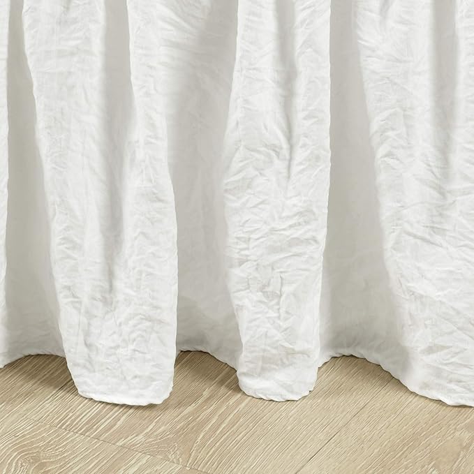 Lush Decor Ruched Ruffle Elastic Easy Wrap Around Bed Skirt Single Queen/King/Cal King Off White - Queen Bed Skirt - Dust Ruffle - Cream Bedskirts