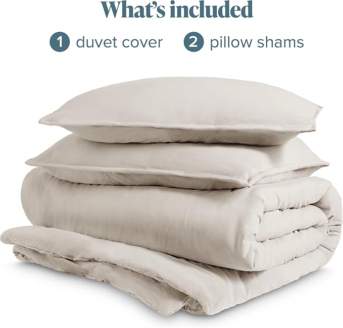 Bare Home Microfiber Duvet Cover Set - Ultra Soft Washed Microfiber - Oversized Queen Size - Linen-Like Look - Easy Care - Breathable Fabric - Our Softest Duvet Cover Set (Oversized Queen, Fog)