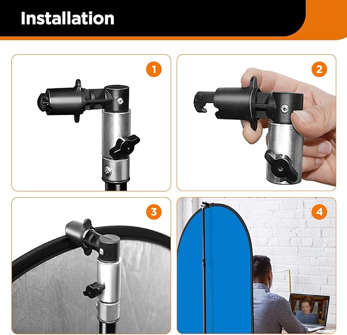 2 Pack Reflector Holder Clips,Backdrop Clamp,Photography Studio Reflector Disc Holder Clip Positioning Clamp Mount Adapter for Light Stand with 5/8" Stud