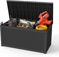 320 Gallon Outdoor Storage Box Waterproof, Resin Deck Boxes with Lockable Lid & UV-Resistant for Patio, Pool, Garden Furniture Cushions & Accessories, Black
