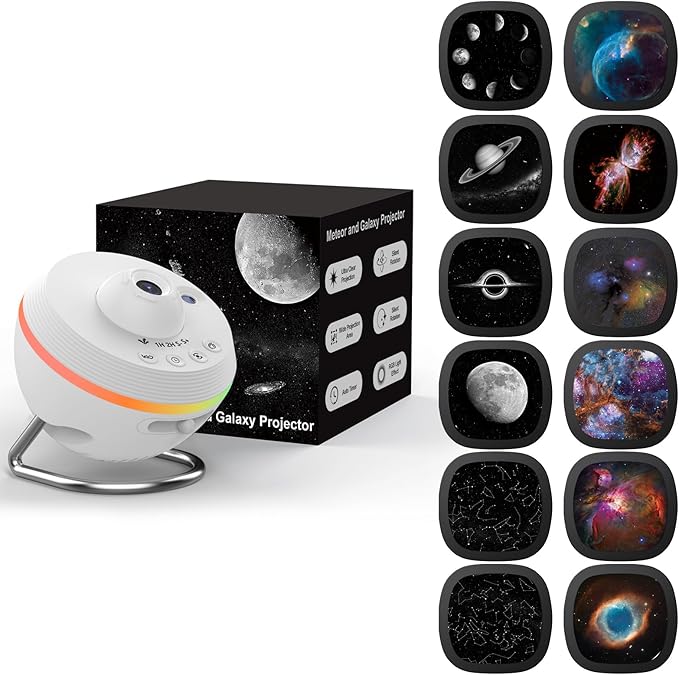 Galaxy Projector, Star Projectors Home Planetarium Space Ceiling Starry Sky Night Light with Light Strip, Meteor and Galaxy Projector & 2 Films Set for Kid Adult Gift