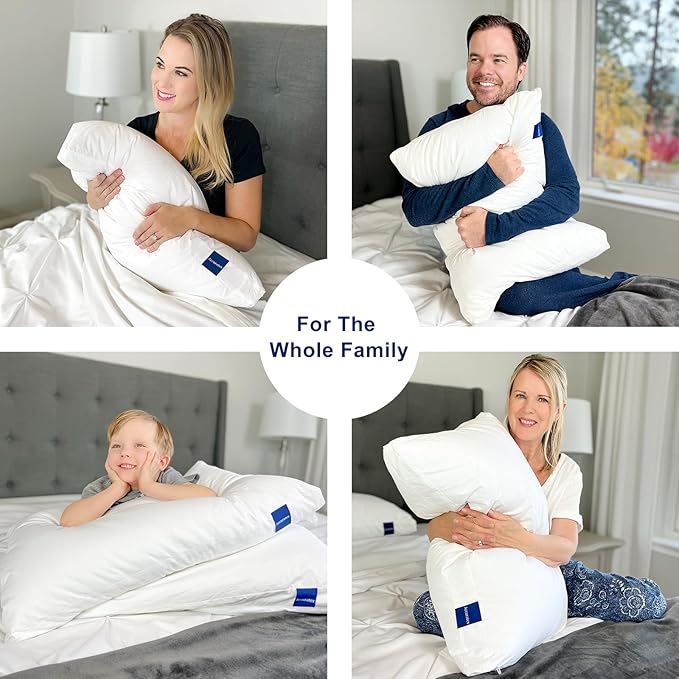 ACCURATEX Hybrid Pillow for Sleeping, Adjustable Shredded Memory Foam Pillow Core with Fluffy Down Alternative Fill Removable Cotton Cover,for Side,Back,Stomach Sleepers,Queen Size