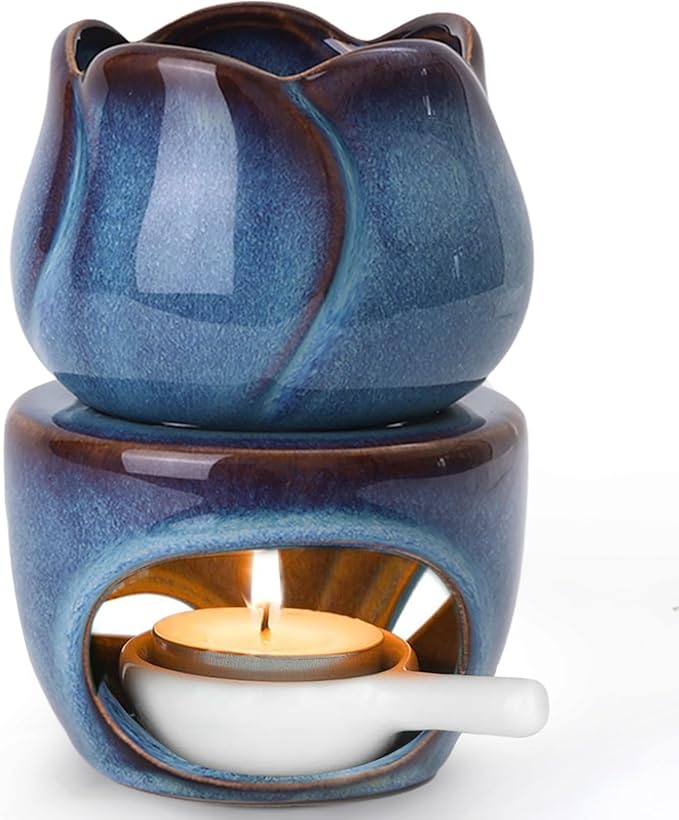 ComSaf Essential Oil Burner for Scented Oil, Ceramic Aromatherapy Aroma Oil Candle Diffuser, Tea Light Wax Melt Warmer, Essential Oil Burner with Tealight Candle Holder Home Decor Housewarming Gift