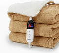 Heated Blanket Electric Blanket Full Waffle,72x84 Inches Sherpa Fleece Fast Heating Blanket 6 Heating Levels & 10 Hours Auto Off ETL Certification, Caramel Full