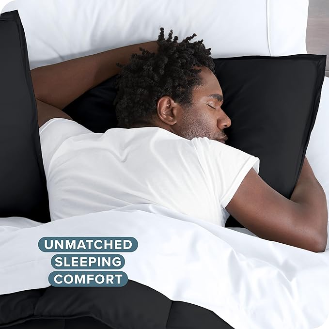 Bare Home Bedding Duvet Cover Oversized King Size - Premium 1800 Super Soft Collection - Lightweight, Cooling Duvet Cover - Soft Breathable Bedding (Oversized King, Black)
