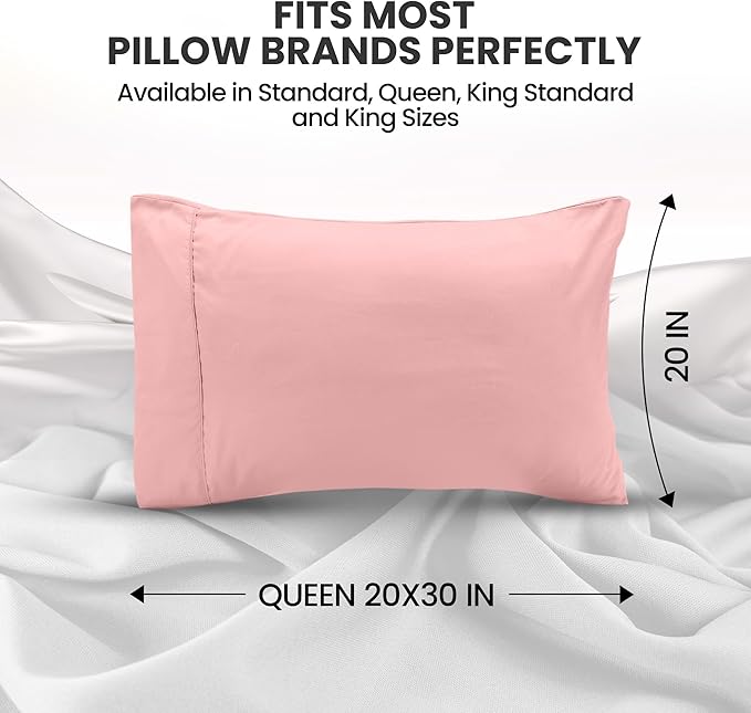 Pillow Covers by Utopia Bedding - Queen Size 2-Pack – Soft Brushed Microfiber – Perfect for Hospitals, Hotels, Guest Rooms – Oeko-TEX Certified, 20x30 Inches (Pink)