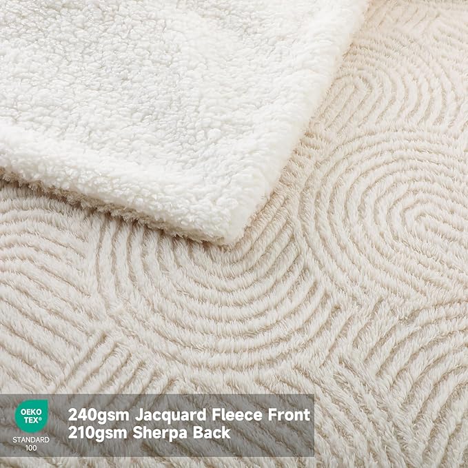Heated Blanket Twin Size- 62"x84" Cozy Soft Jacquard Heating Blanket with 4 Heat Levels & 4 Hours Auto-Off, Jacquard Fleece, Overheating Protection, Warm Gifts, Cream
