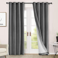 Macochico 52" Wx108 L 100% Blackout Curtains Extra Long Thermal Insulated Chenille Curtains for Living Room Bedroom Auditorium Home Theater Dark Grey Grommet Curtains with Tieback Classic 1 Panel
