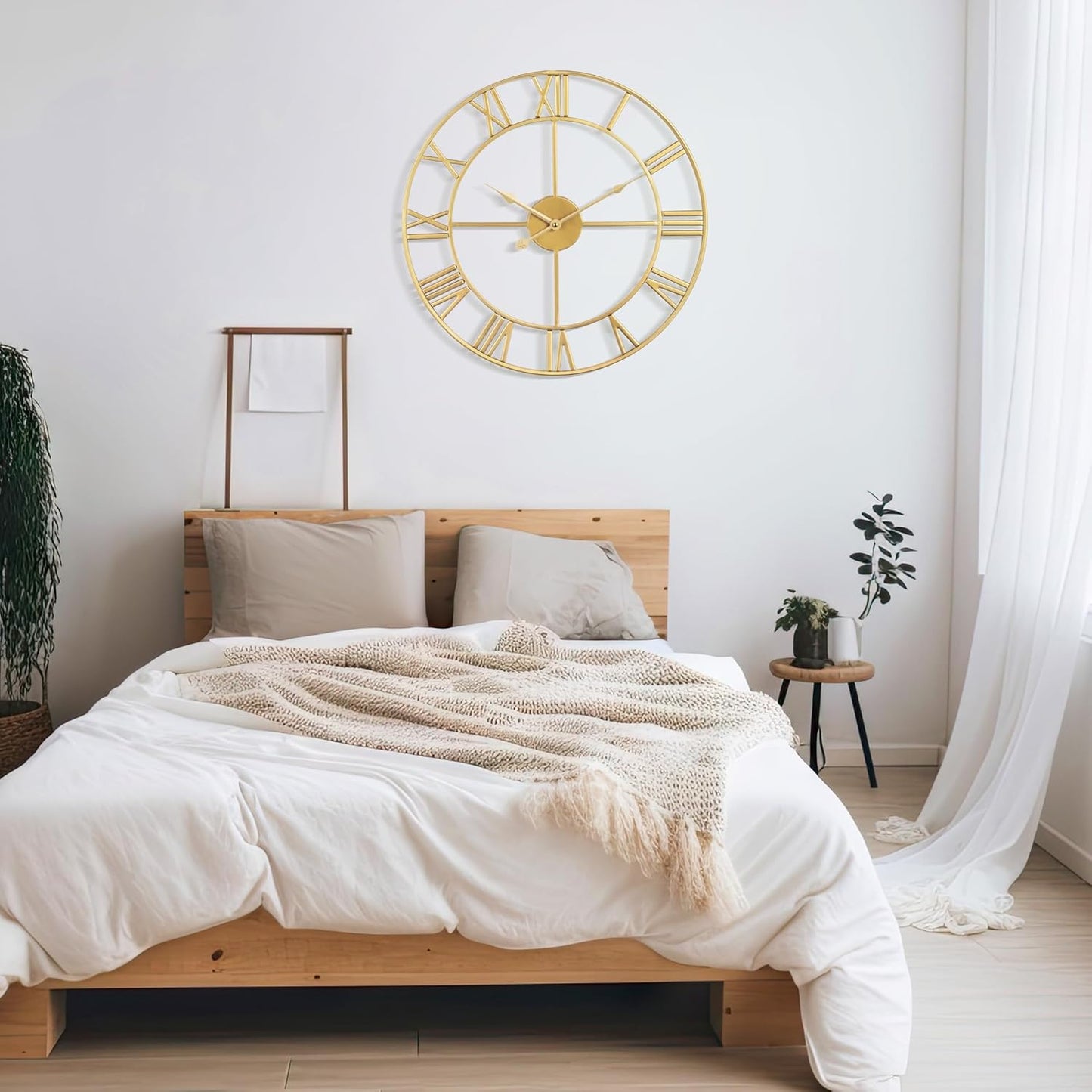 Large Wall Clock for Living Room Decor - 47cm/ 18 Inches Silent Non-Ticking Metal Wall Clocks Battery Operated, Vintage Decorative Modern Wall Clock for Bedroom, Office, Farmhouse Decor