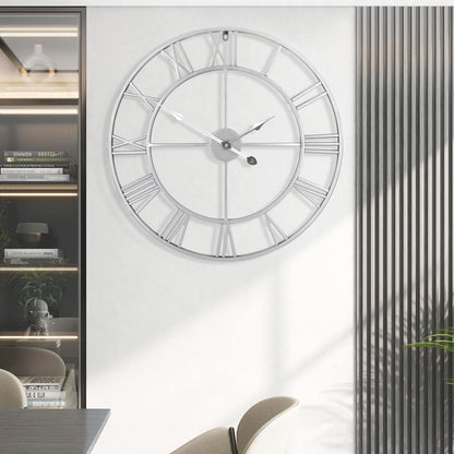 Large Wall Clock for Living Room Decor - 47cm/ 18 Inches Silent Non-Ticking Metal Wall Clocks Battery Operated, Vintage Decorative Modern Wall Clock for Bedroom, Office, Farmhouse Decor