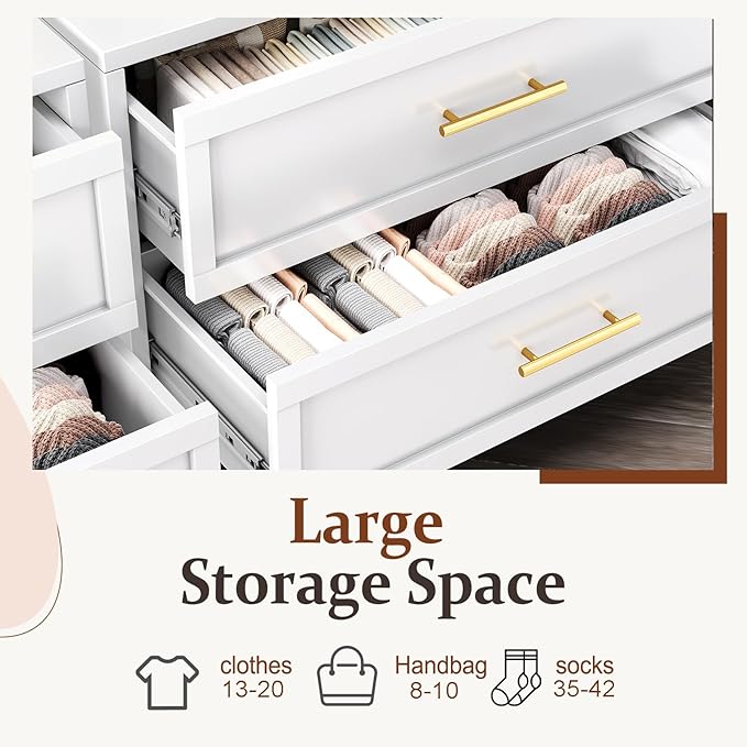 Metal Dresser, White Tall Dresser for Bedroom, 43.11" H Dressers & Chests of Drawers, 4 Drawer Dressers for Living Room, Entryway, Hallyway (White, 4 Drawers)