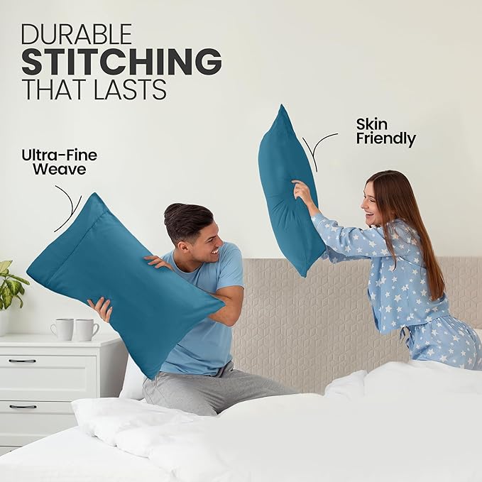 Pillow Covers by Utopia Bedding - Queen Size 2-Pack – Soft Brushed Microfiber – Perfect for Hospitals, Hotels, Guest Rooms – Oeko-TEX Certified, 20x30 Inches (Denim Blue)