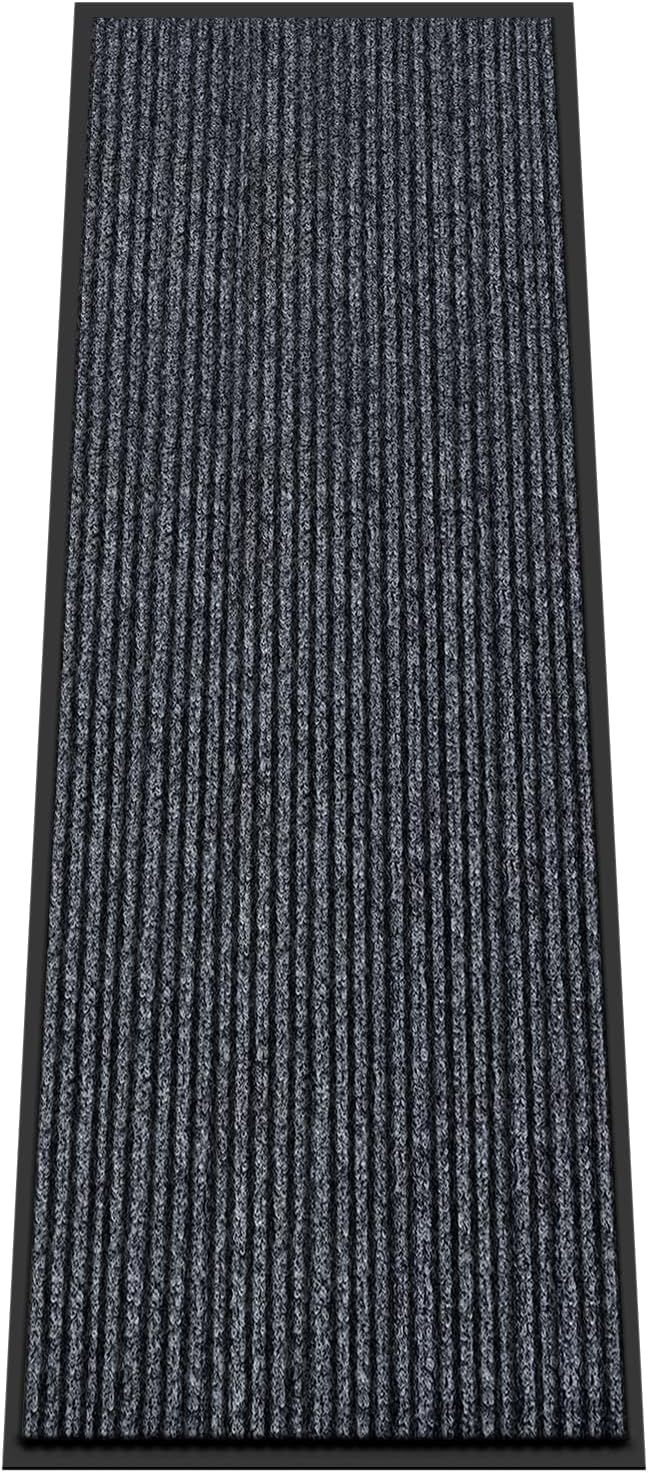 Kuyal Front Door Mat, 2'x6' Indoor Outdoor Entrance Mat, Commercial Floor Mats Inside Outside Entrance, Heavy Duty Durable Welcome Mats, Rubber Backing Non Slip Outdoor Mats for Entryway,Dark Gray