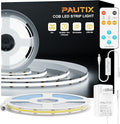 PAUTIX COB LED Strip Light,Strip Lights with RF Remote,UL Listed Daylight White Natural White 6000K 16.4ft Super Bright Dimmable 24V Flexible LED Tape Lights,Cabinets Kitchen Mirror Office Lighting