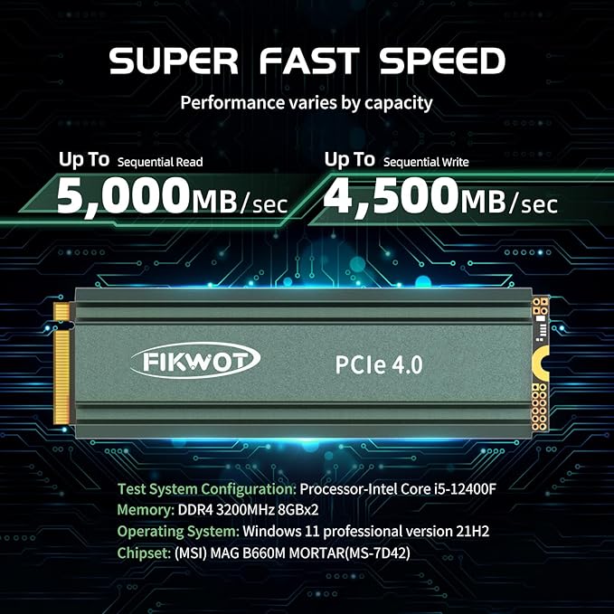 FN960 512GB M.2 2280 PCIe Gen4 x4 NVMe 1.4 Internal Solid State Drive with Heatsink - Speeds up to 4,800MB/s, Dynamic SLC Cache, Compatible PS5 Internal SSD