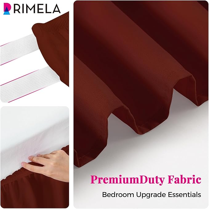 RIMELA Wine Red Bed Skirt King Size 15 Inch Drop, Elastic Bed Skirting for Bed Base and Frame, Bedding Dust Ruffle, Lightweight Wrap Around Adjustable Bedskirt, Cal King